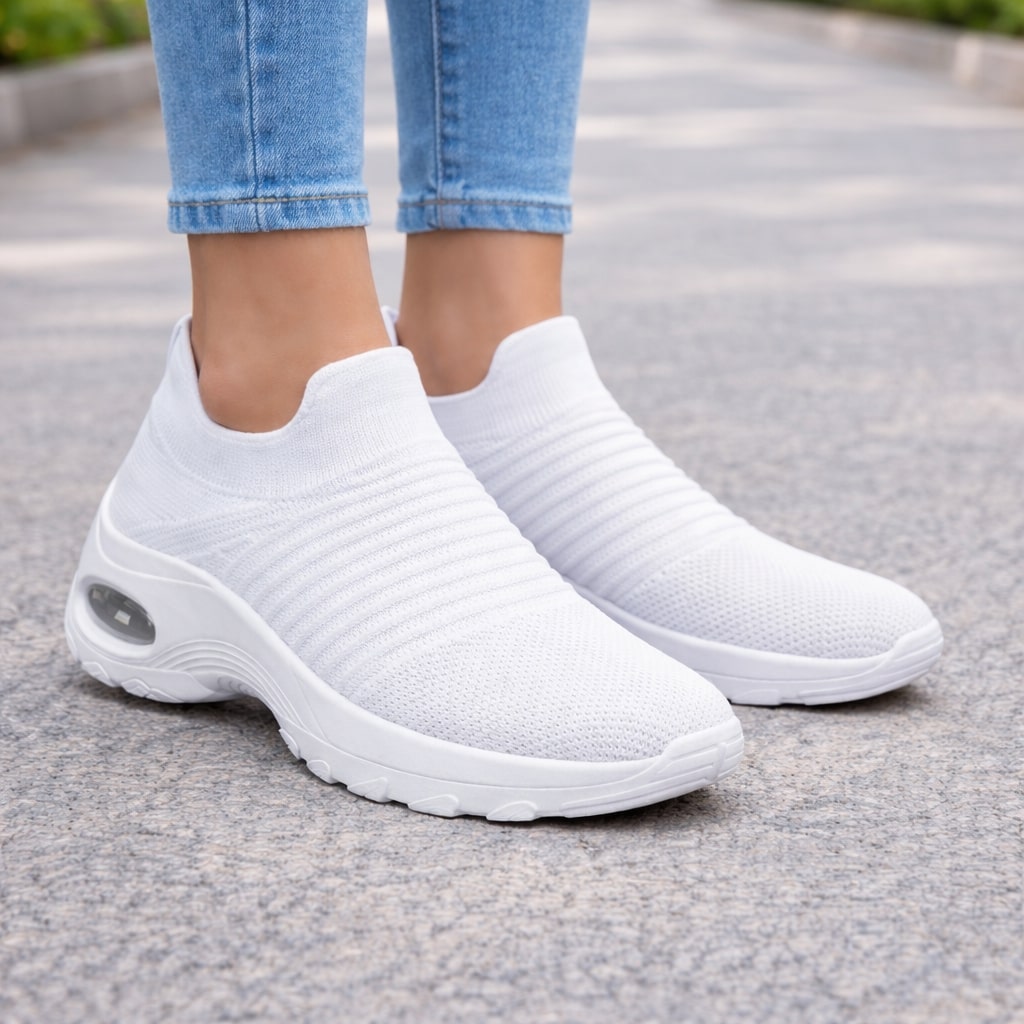Women's Slip-On Walking Shoes with Mesh & Air Cushion