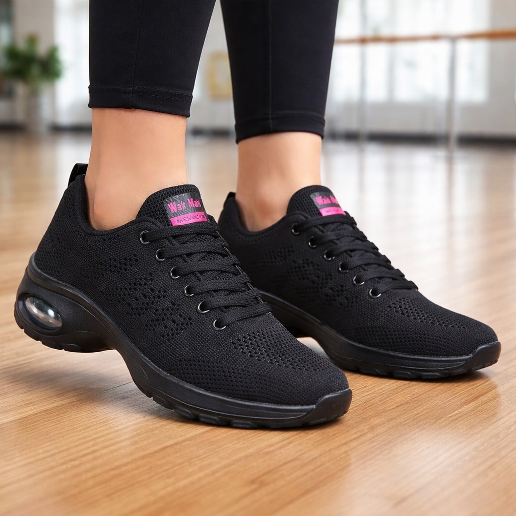 Slow Man women's lace-up jazz dance sneakers with air cushion sole