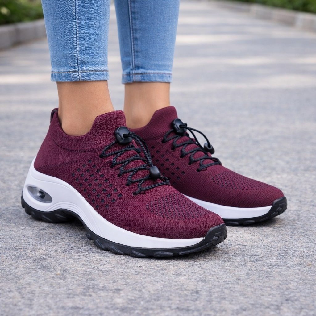 Women's Walking Sock Sneakers - Slip-On Mesh Shoes with Air Cushion