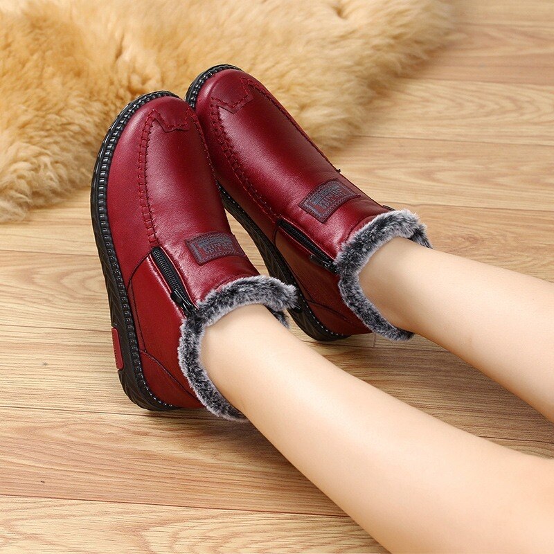 Non-slip Winter Leather Boots Womens