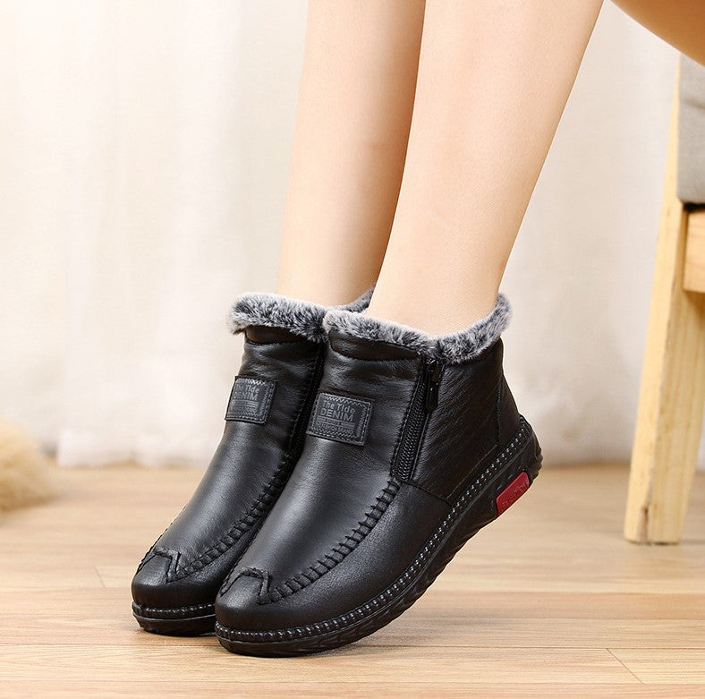 Non-slip Winter Leather Boots Womens